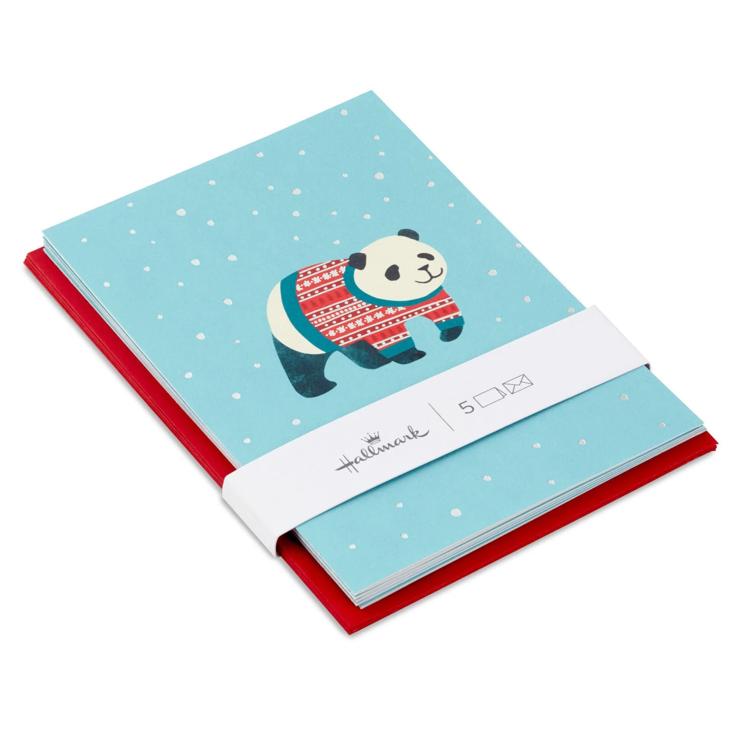 Hallmark Panda Bear In Festive Sweater Packaged Christmas Cards, Set Of 5 1 Hallmark Panda Bear In Festive Sweater Packaged Christmas Cards, Set Of 5