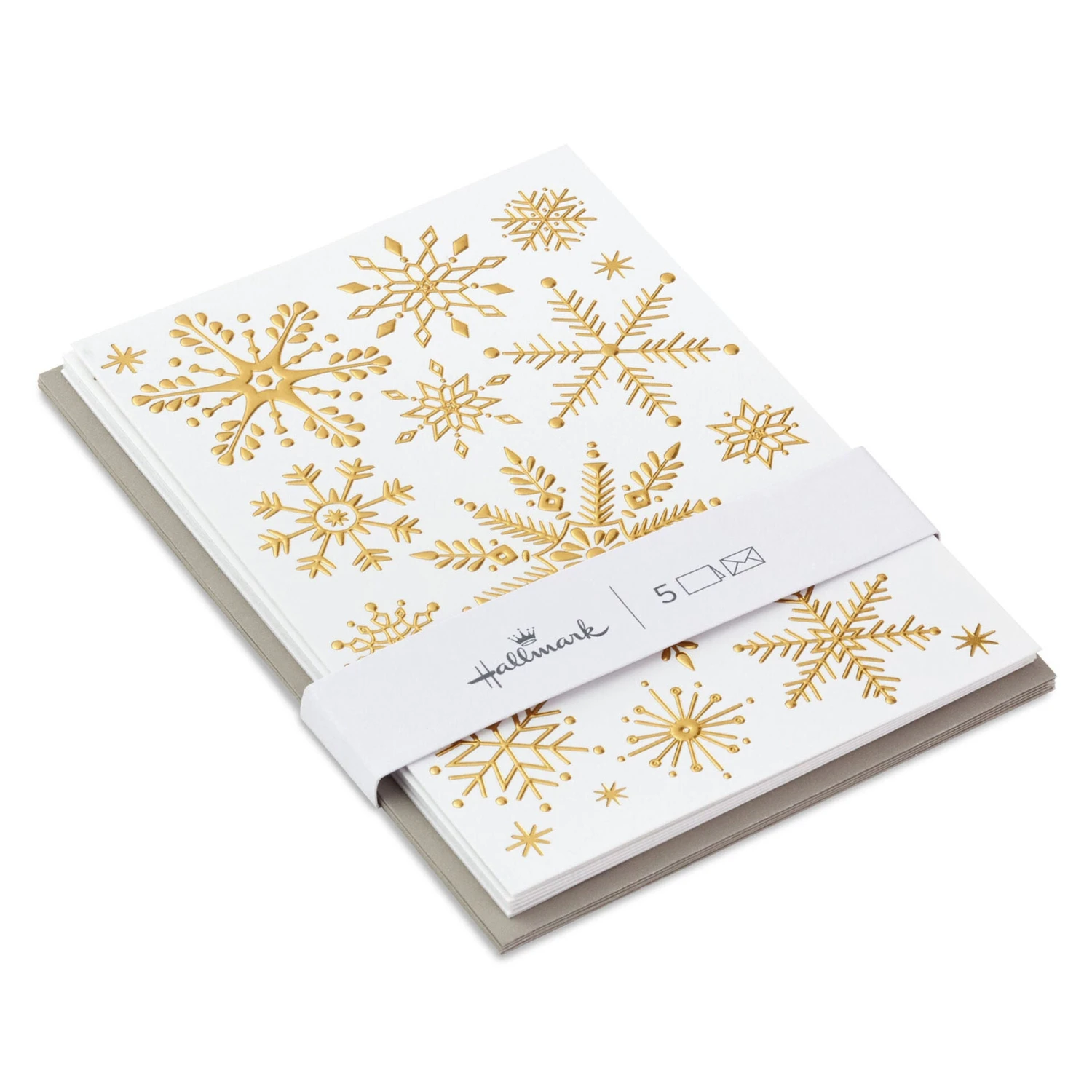 Hallmark Gold Snowflakes Packaged Christmas Cards, Set Of 5 1 Hallmark Gold Snowflakes Packaged Christmas Cards, Set Of 5
