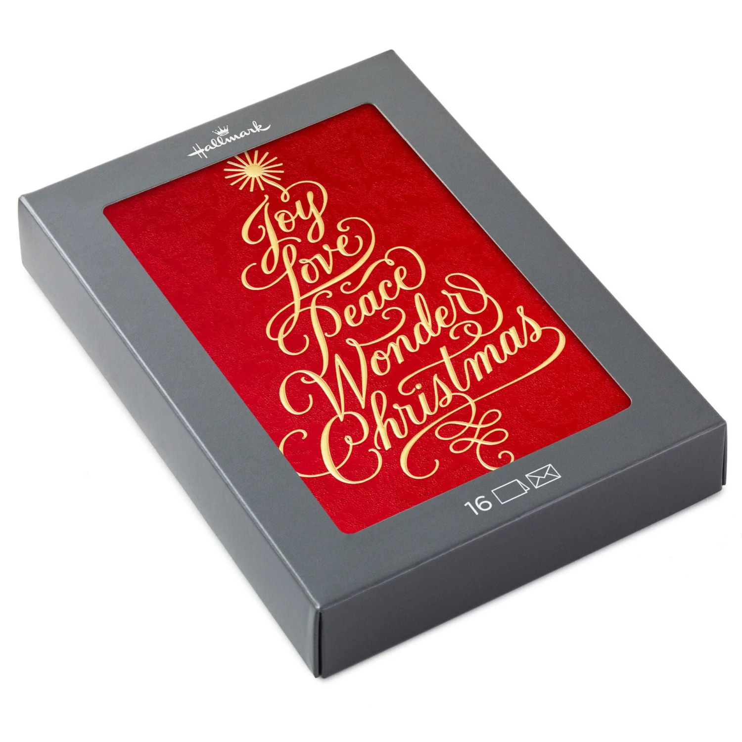 Hallmark Red And Gold Tree Boxed Christmas Cards, Pack Of 16 1 Hallmark Red And Gold Tree Boxed Christmas Cards, Pack Of 16