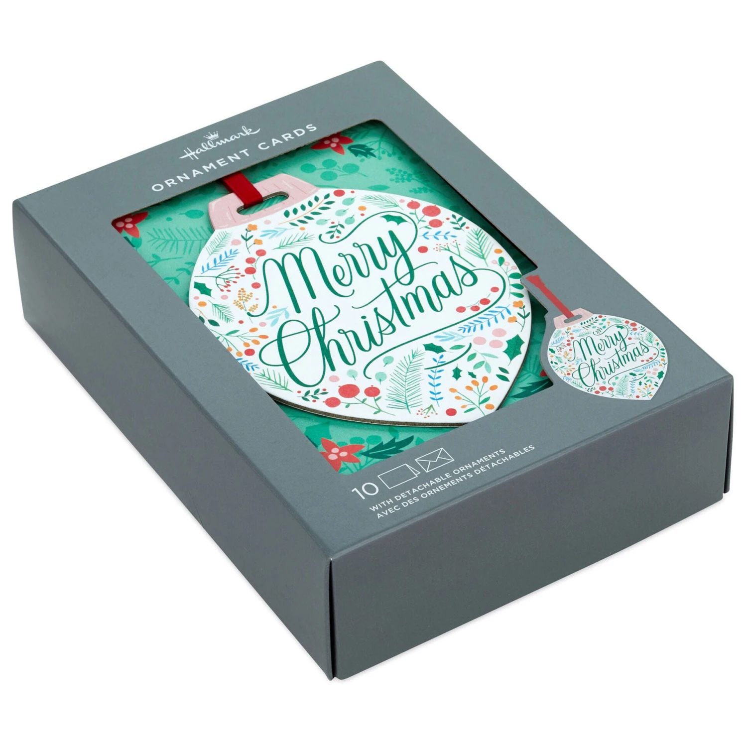 Hallmark Christmas Spirit Boxed Christmas Cards With Detachable Ornaments, Pack Of 10 1 Hallmark Christmas Spirit Boxed Christmas Cards With Detachable Ornaments, Pack Of 10