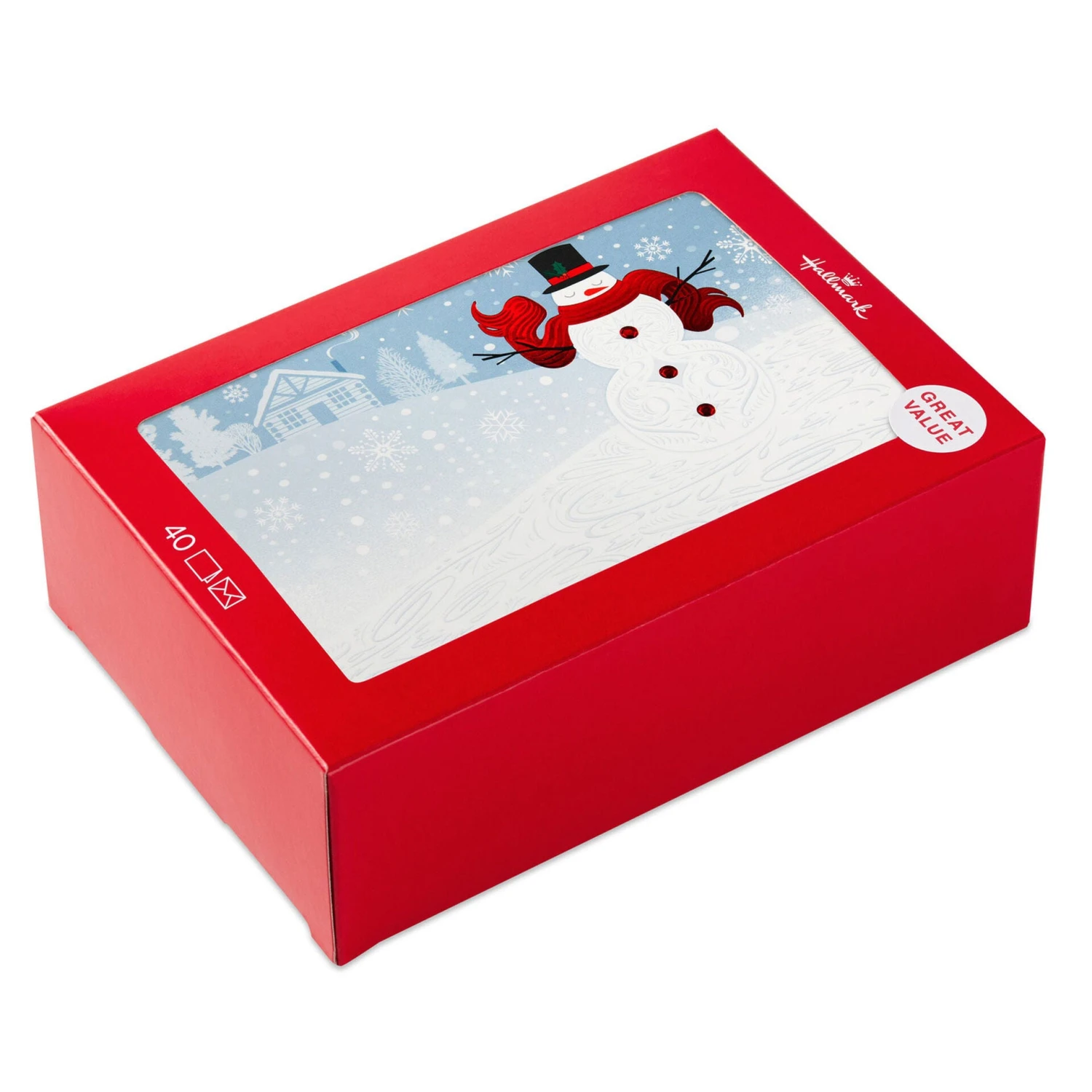 Hallmark Cozy Snowman And Flurries Boxed Christmas Cards, Pack Of 40 1 Hallmark Cozy Snowman And Flurries Boxed Christmas Cards, Pack Of 40