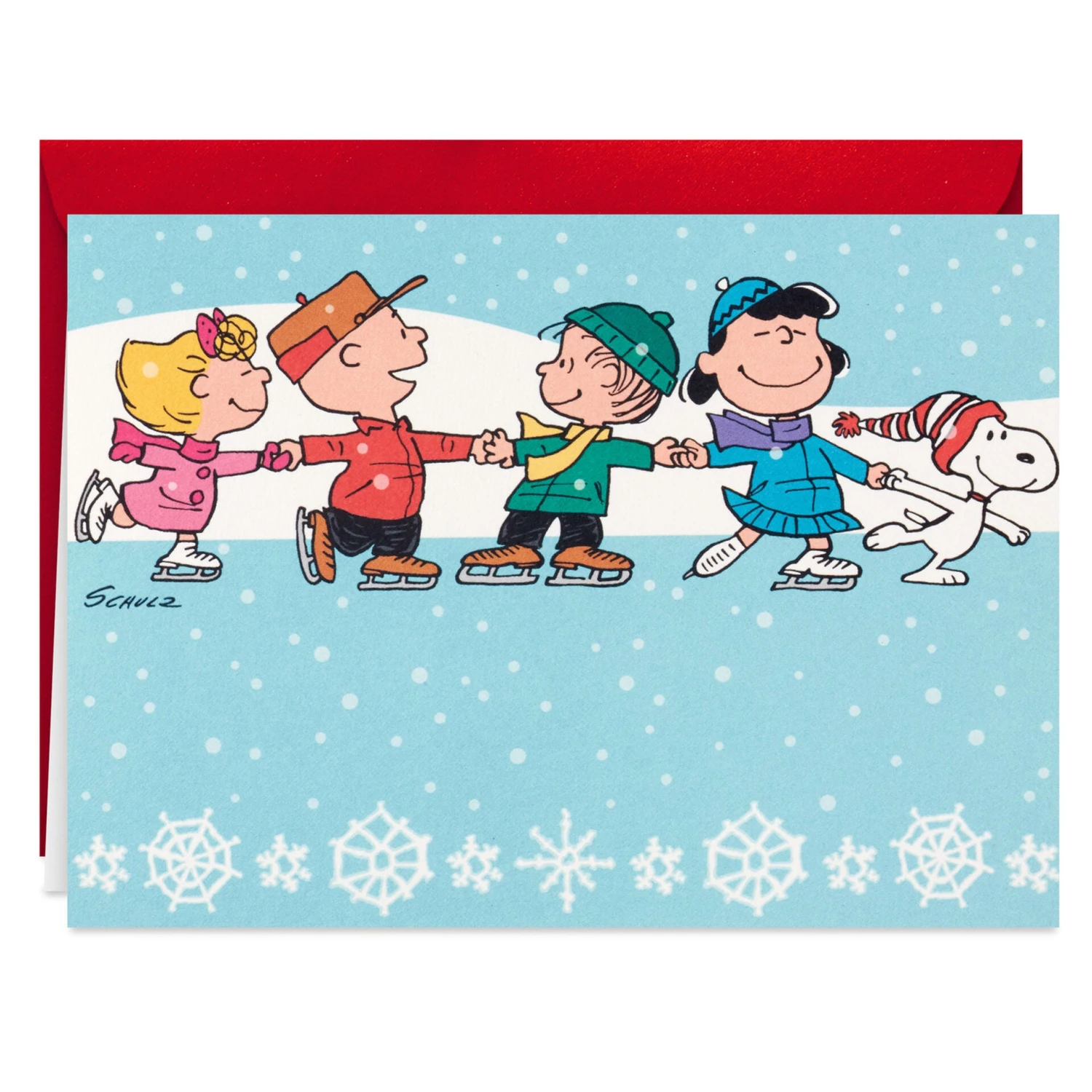 Hallmark Peanuts® Gang Ice-Skating Blank Christmas Note Cards, Pack Of 10 2 Hallmark Peanuts® Gang Ice-Skating Blank Christmas Note Cards, Pack Of 10 - Image 2