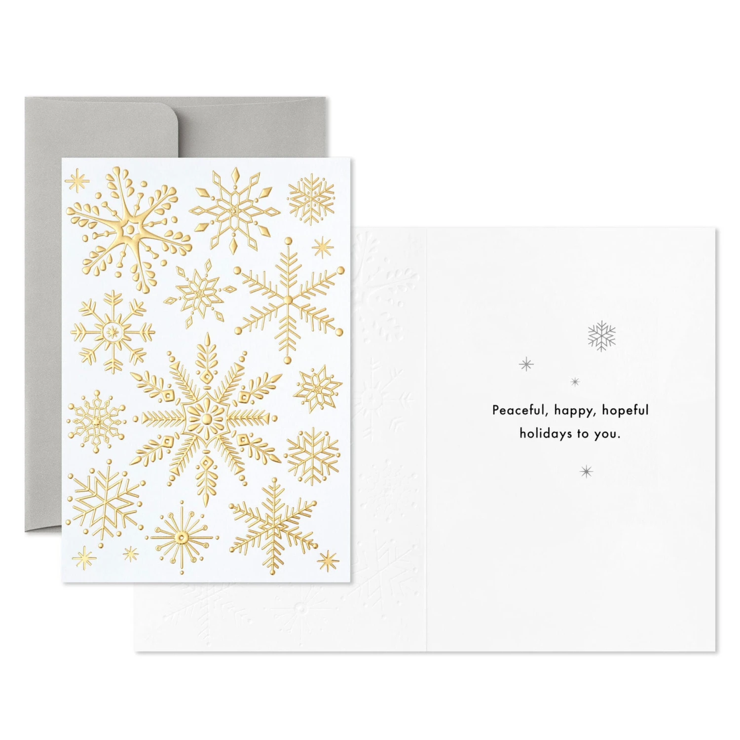 Hallmark Gold Snowflakes Packaged Christmas Cards, Set Of 5 2 Hallmark Gold Snowflakes Packaged Christmas Cards, Set Of 5 - Image 2