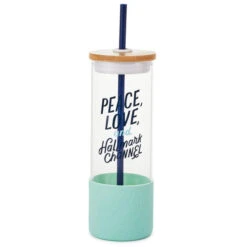 Hallmark Hallmark Channel Peace & Love Glass Water Bottle With Straw 22 Oz.