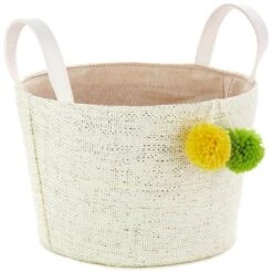 Hallmark White Woven Easter Basket With Pom Poms
