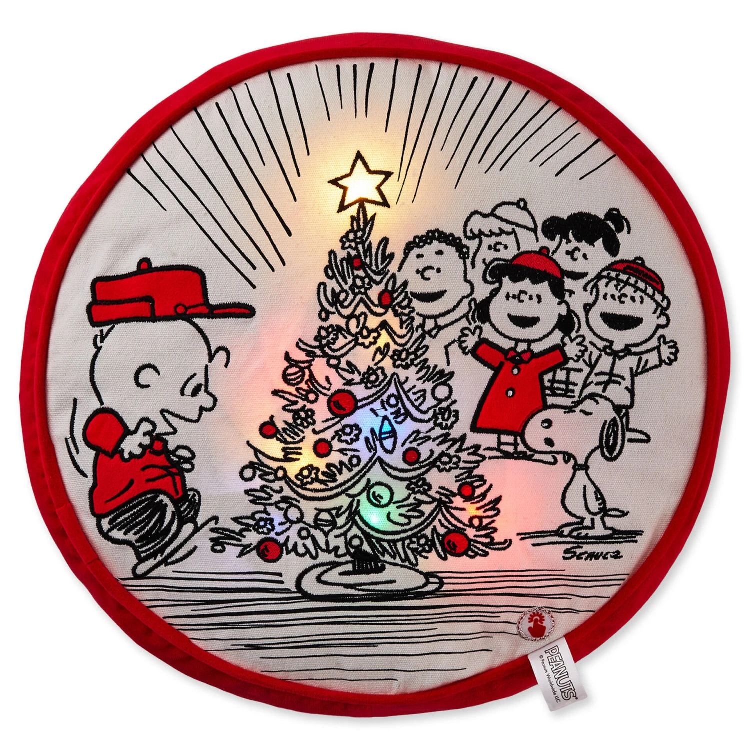 Hallmark Peanuts® Gang Holiday Sketch Light-Up Throw Pillow, 14.75" 1 Hallmark Peanuts® Gang Holiday Sketch Light-Up Throw Pillow, 14.75"